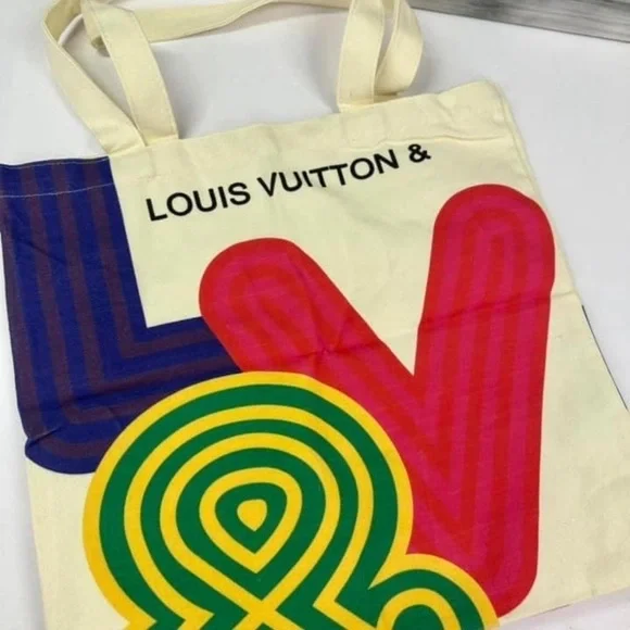 Louis Vuitton White and Blue Tote with Colorful Design - Picture 7 of 11